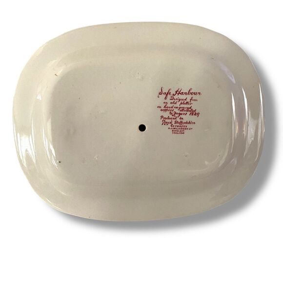 Royal Staffordshire Safe Harbour Transferware Gravy Boat Attached Plate Red Pink - Picture 6 of 7